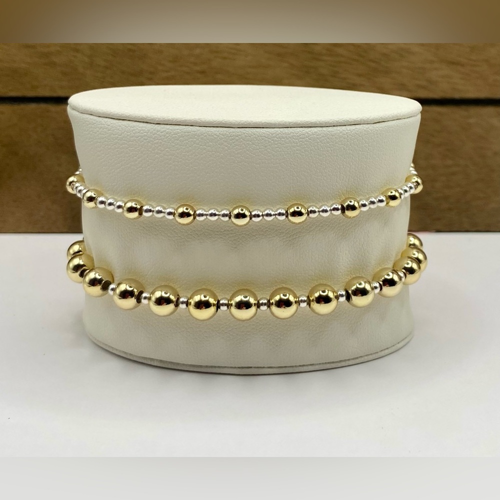Gold (14K gold filled) and Silver Beaded Bracelet Set) non tarnish; waterproof.